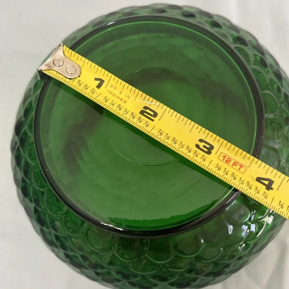 Vintage E. O. Brody Co. Forest Green Fish Scale Glass Vase Bowl 4”